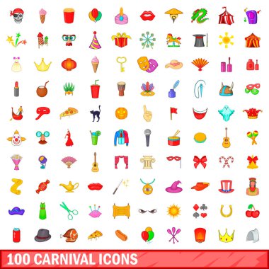 100 karnaval simgeler ayarla, tarzı çizgi film