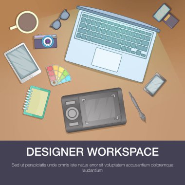 Tasarımcı çalışma alanı kavramı, karikatür tarzı