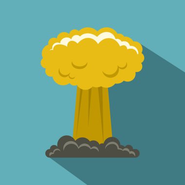 Mushroom cloud icon, flat style clipart
