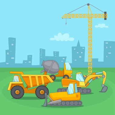 Yapı işlemi konsept araç, karikatür tarzı