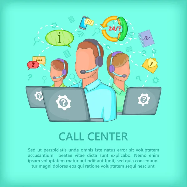 Call centrum koncepce team, kreslený styl — Stockový vektor