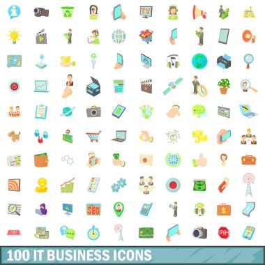 100 BT iş simgeler kümesi, karikatür tarzı