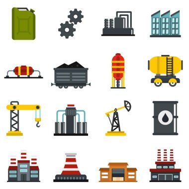 Sanayi düz Icons set