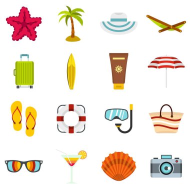 Yaz geri kalanı düz Icons set
