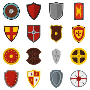 Kalkan çerçeveler düz Icons set