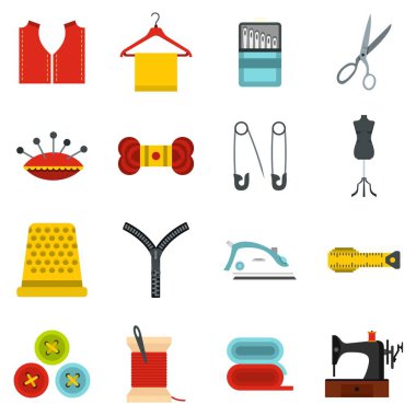 Dikiş düz Icons set