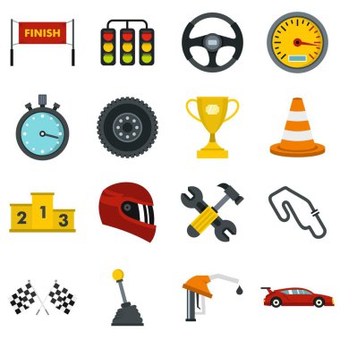 Hız yarış düz Icons set