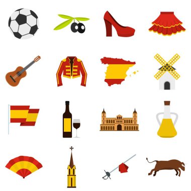İspanya seyahat düz Icons set