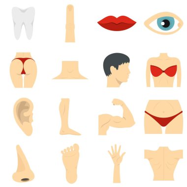 Vücut parçaları düz Icons set