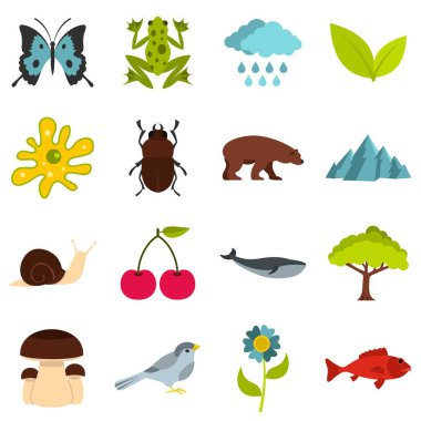 Doğa öğeleri düz Icons set