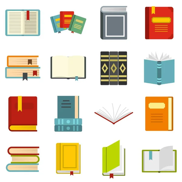 Libros conjunto de iconos planos — Vector de stock