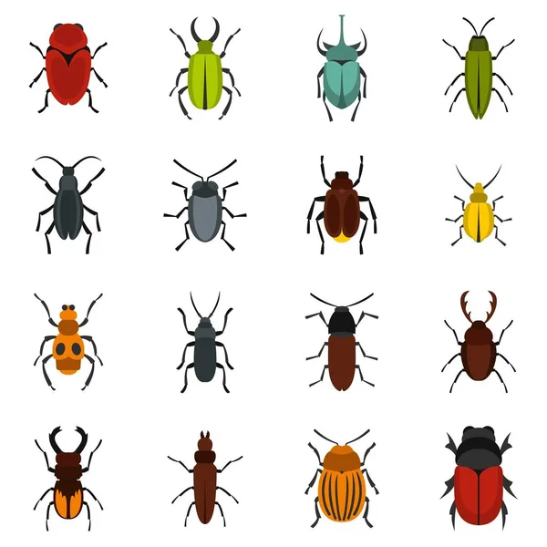 Bugs definir ícones planos — Vetor de Stock