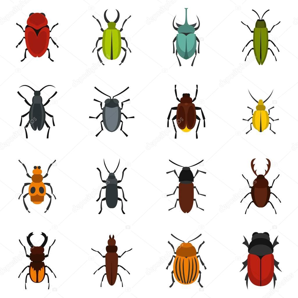 Bugs set flat icons