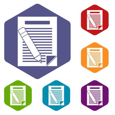 Kağıt ve kalem Icons set