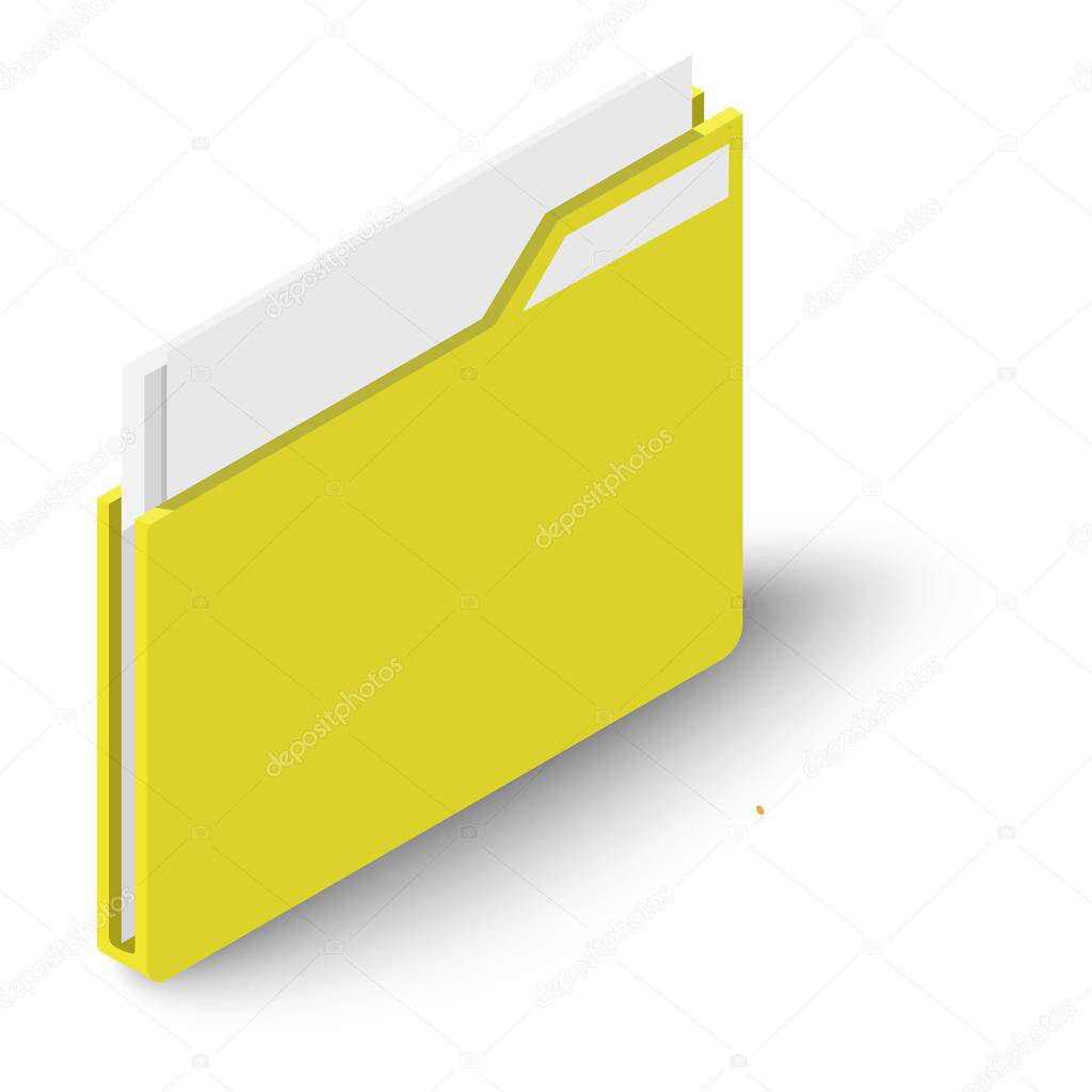Folder icon. Isometric illustration of folder vector icon for web