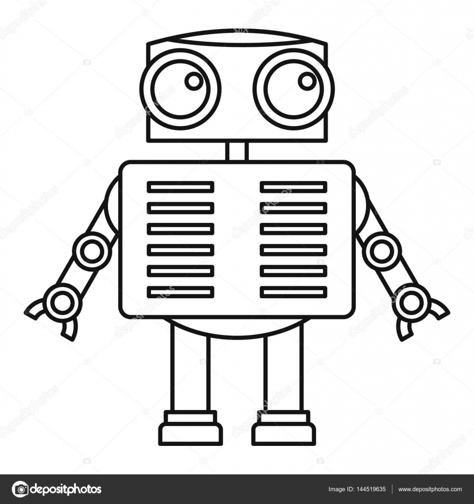Humanoid robot icon, outline style Stock Vector by ©ylivdesign