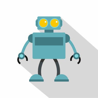 Mavi robot simgesi, düz stil