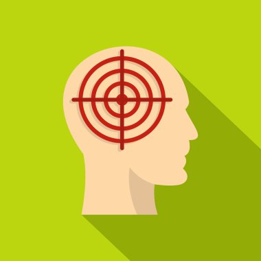 Kırmızı crosshair simgesi, düz stil ile insan kafası