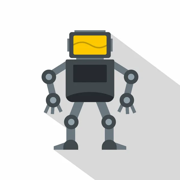 Robô cinza com ícone de cabeça de monitor, estilo plano —  Vetores de Stock