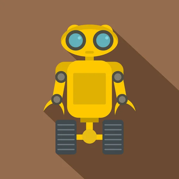Žlutý robot ikona, plochý — Stockový vektor