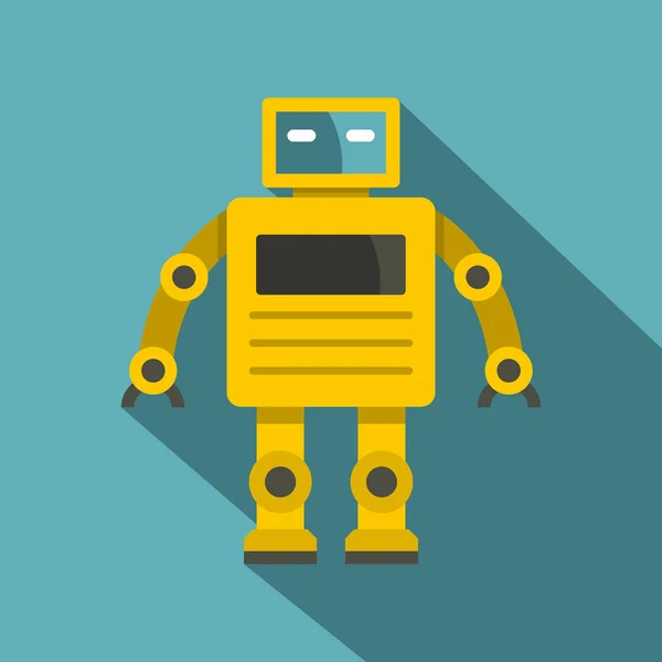 Icono de robot humanoide amarillo, estilo plano — Vector de stock