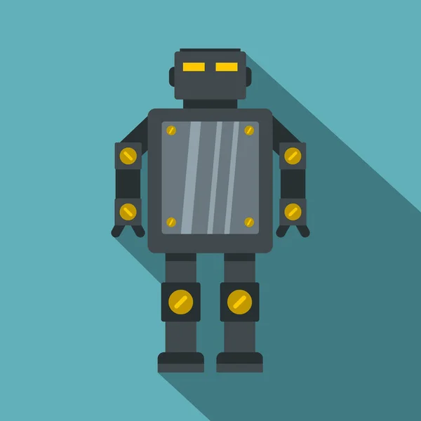 Ocelové robota ikona, plochý — Stockový vektor