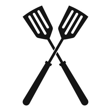 İki metal spatula simgesi, basit tarzı