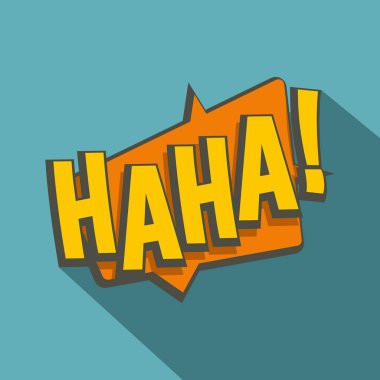 Haha, komik metin konuşma balonu simgesinin, düz stil