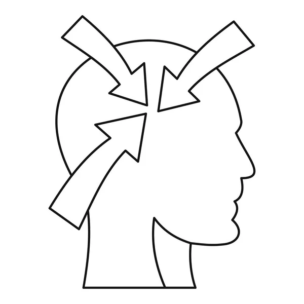 人間の頭のアイコンの中の矢印のアウトライン スタイル — ストックベクタ