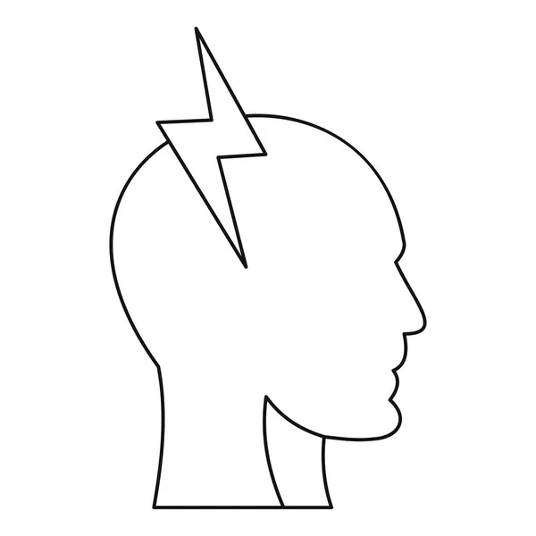 Energia elétrica no ícone da cabeça humana, estilo esboço —  Vetores de Stock