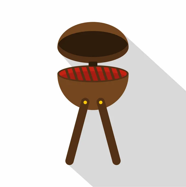 BBQ-partij grill pictogram, vlakke stijl — Stockvector