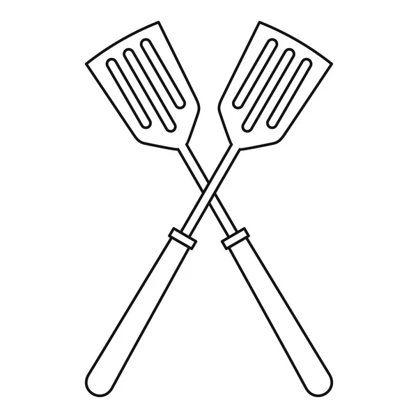 Spatules en métal icône, style contour — Image vectorielle