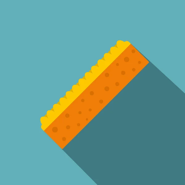 Esponja laranja para ícone de limpeza, estilo plano — Vetor de Stock