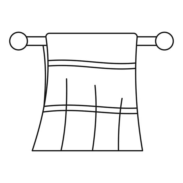 Чистое полотенце на иконке вешалки, стиль контура — стоковый вектор