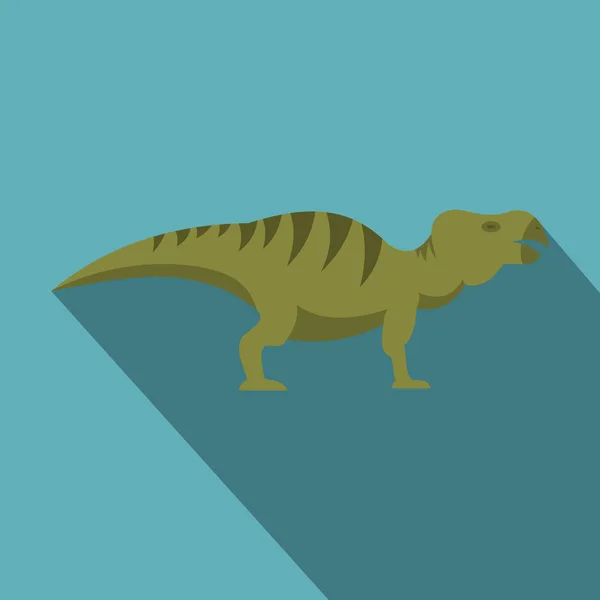 Striped hadrosaurid dinosaur icon, flat style — Stock Vector