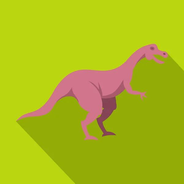 Icona del dinosauro ipsilophodon rosa, stile piatto — Vettoriale Stock