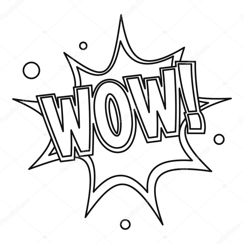Wow, text sound effect icon, outline style — Stock Vector © ylivdesign