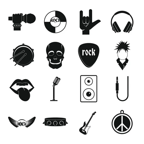 Ensemble d'icônes de musique rock, style simple — Image vectorielle