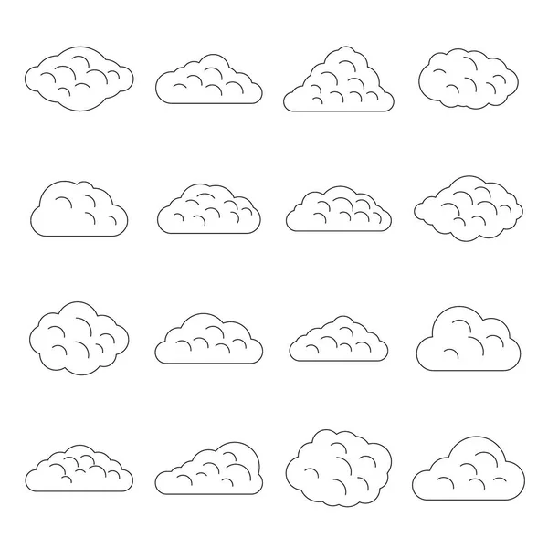 Set icone nuvole, stile contorno — Vettoriale Stock