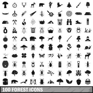 basit tarzda 100 orman Icons set