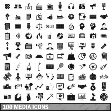 basit tarzda 100 Medya Icons set
