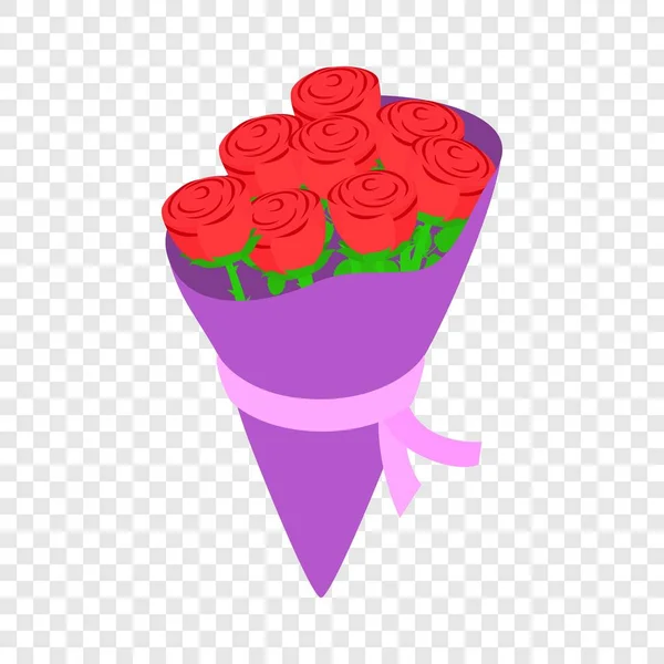 Bouquet de roses rouges icône isométrique — Image vectorielle