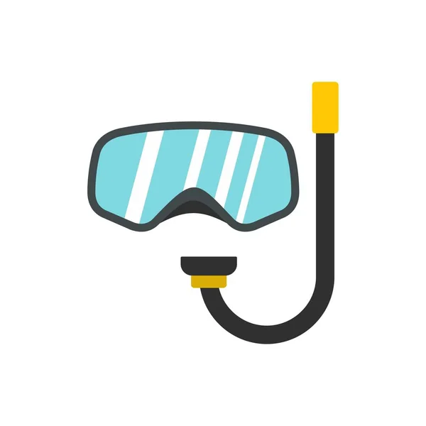 Goggles and tube for diving icon, flat style — Stock Vector