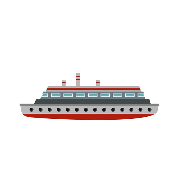 Long ship icon, flat style — Stock Vector