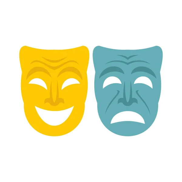 Ícone de máscara feliz e triste, estilo plano — Vetor de Stock