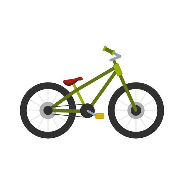 Green bike icon, flat style — Stock Vector