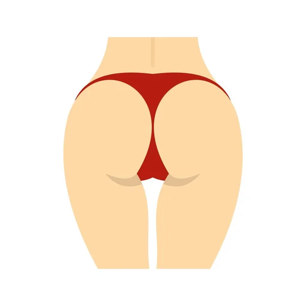 Female buttocks in red panties icon, flat style — Stock Vector