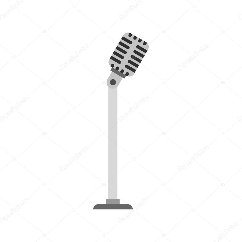 Microphone on stand icon, flat style