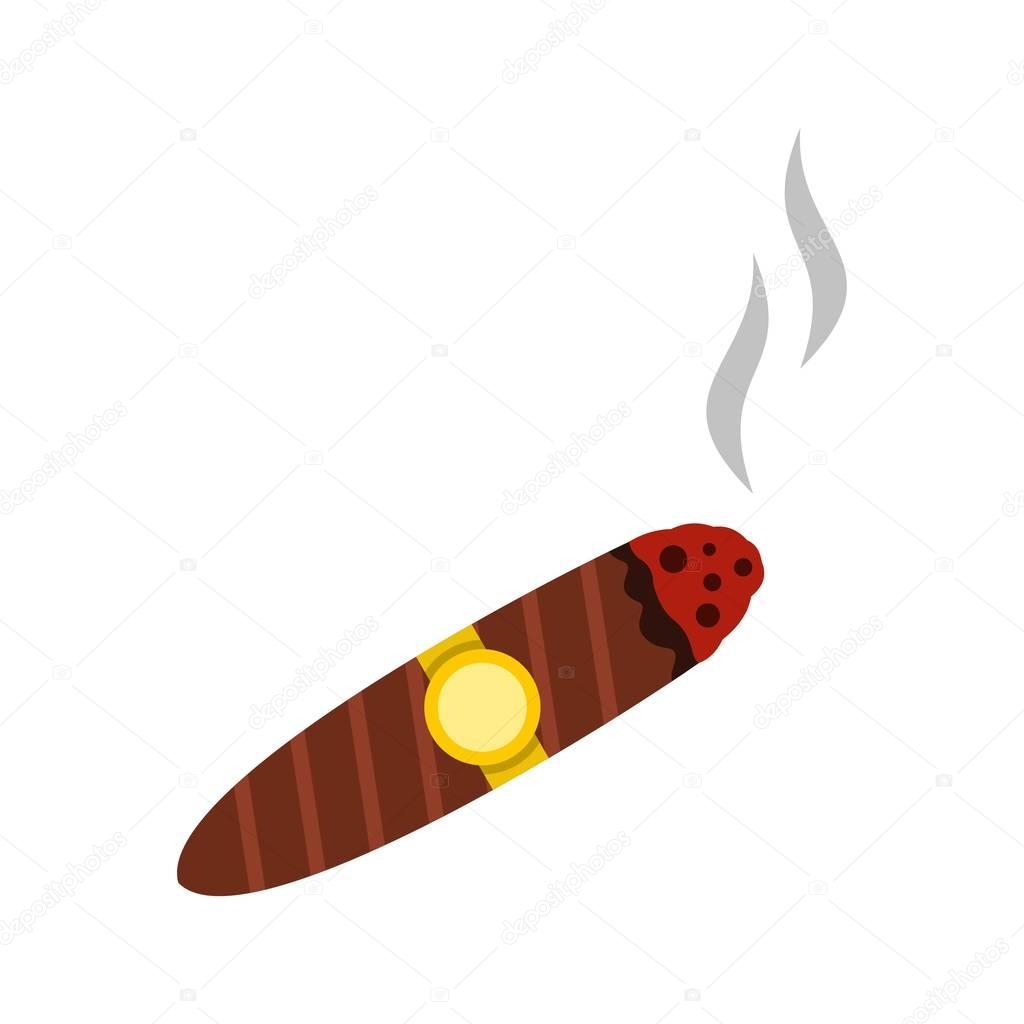 Brown cigar icon, flat style