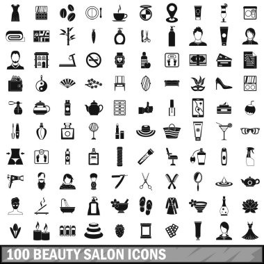 basit tarzda 100 Güzellik Salonu Icons set